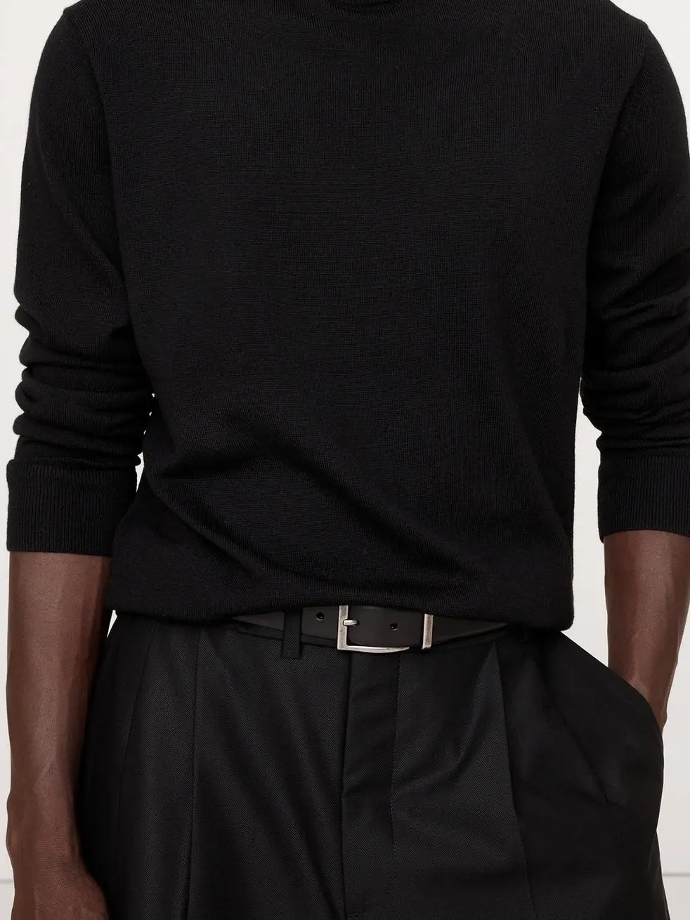 Double-Sided Leather Simple Black and Brown Men's Belt