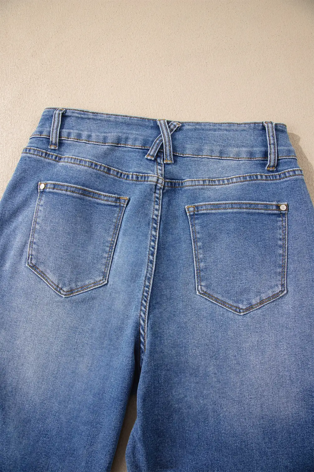Cuffed Hem Flap Pocket Denim Jeans