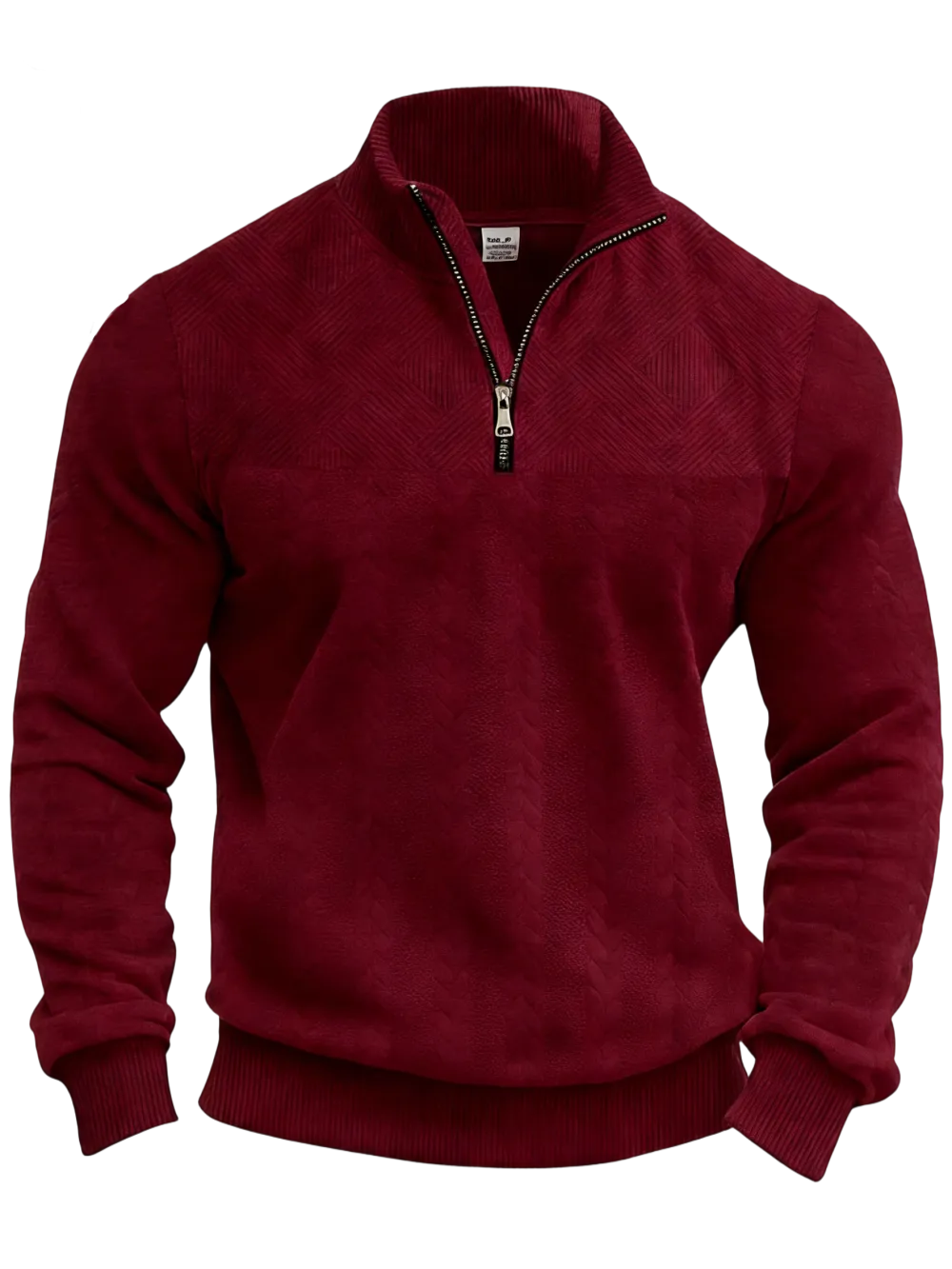 Men's solid color half-zip stand collar sweater