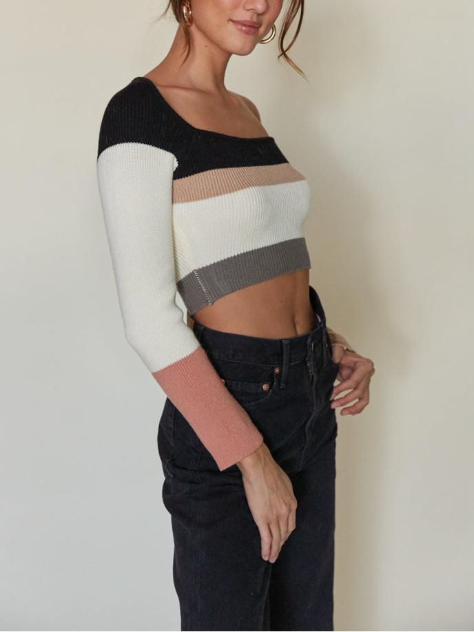 Long Sleeve Colorblock Sweater