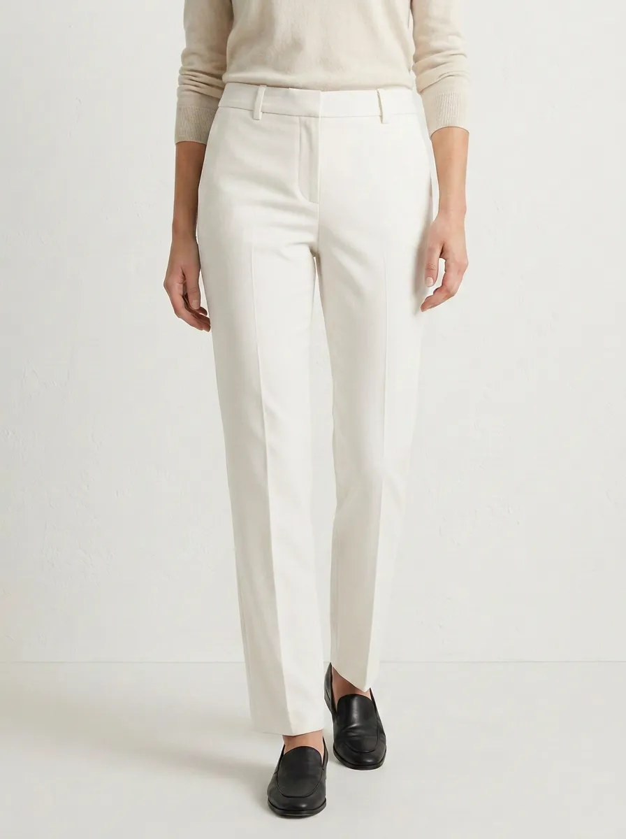 Comfort-Look Straight-Leg Mid-Rise Mid-Rise Straight Leg Trousers