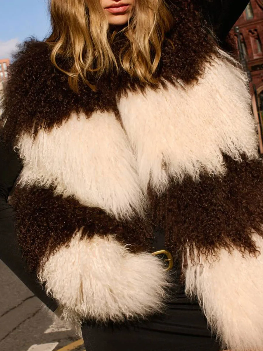 Women'S Vintage-Style Contrast Fuzzy Gilet