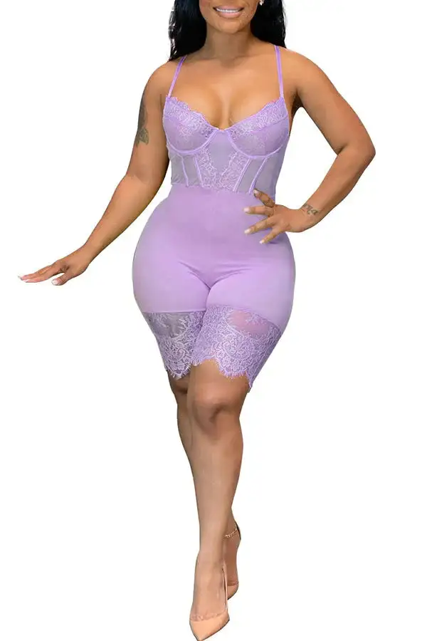 Lace Bustier Romper with Intricate Detailing and Adjustable Straps