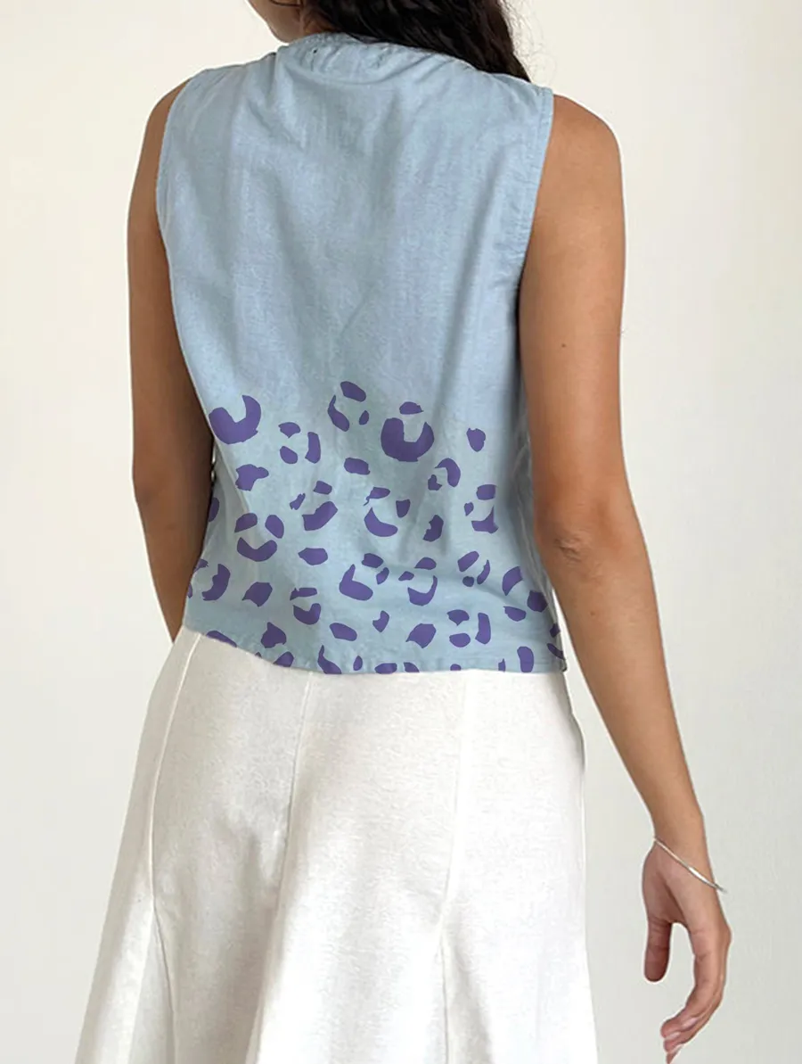 Nantucket Blue Tie Front Top