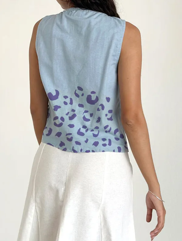 Nantucket Blue Tie Front Top