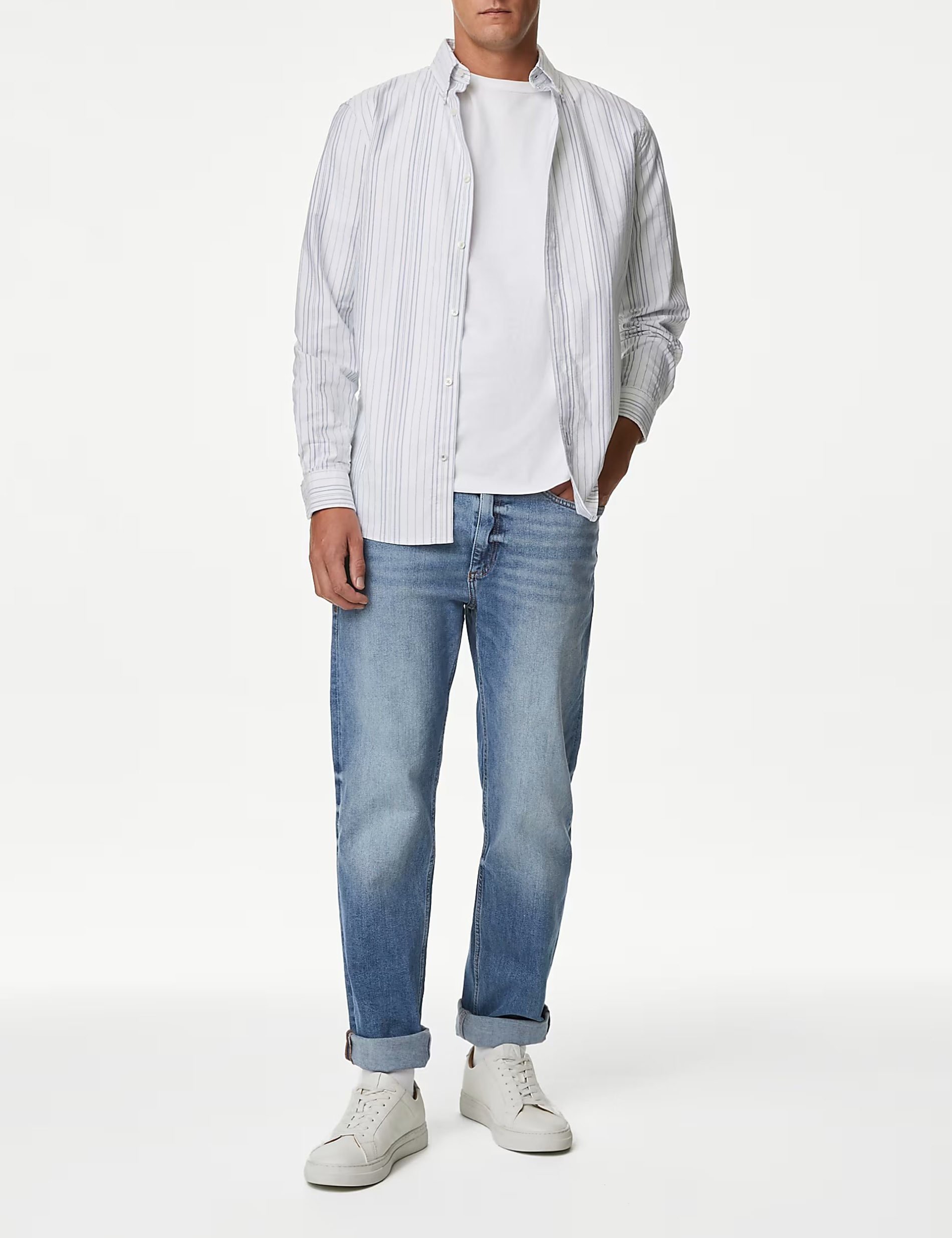 Men's Blue Loose Fit Stretch Denim Jeans