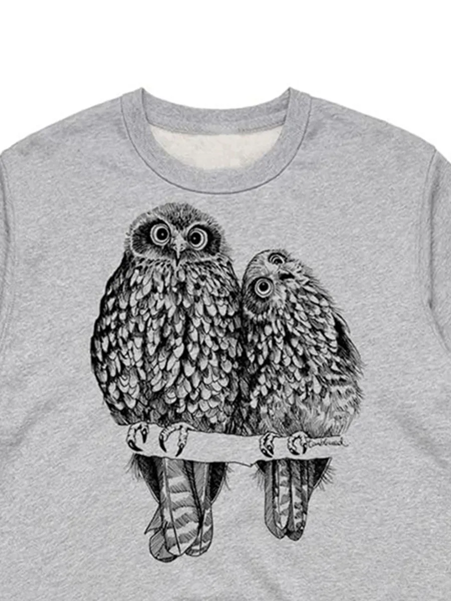 Fashion Artistic Owl Pattern Versatile Casual Sportswear Shirt