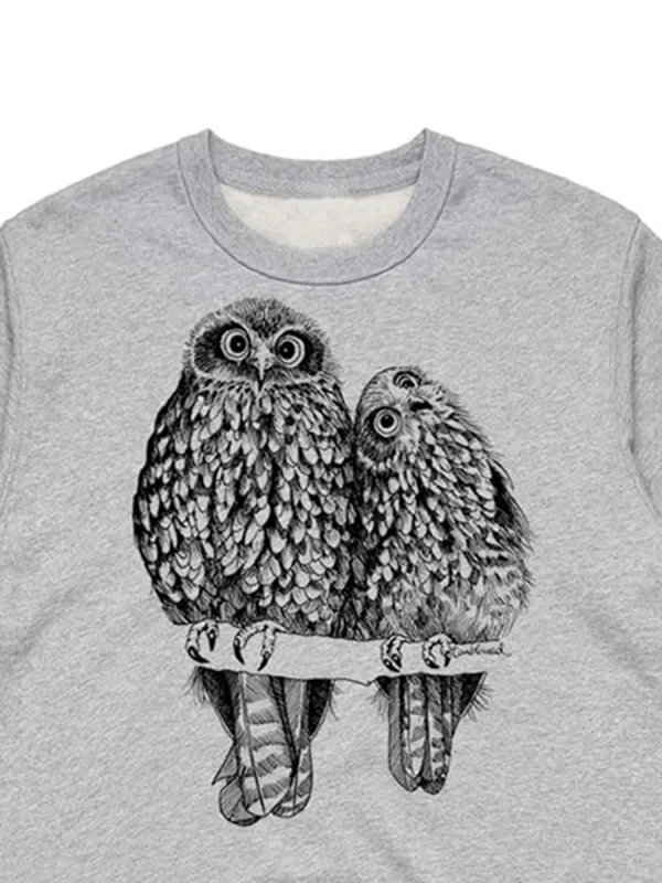 Fashion Artistic Owl Pattern Versatile Casual Sportswear Shirt