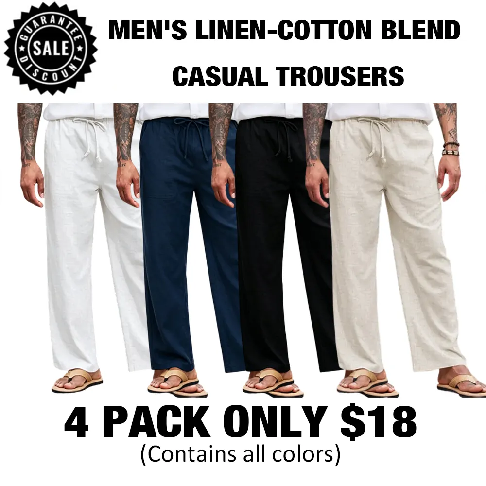 ⏰Hot Sale-Men's Linen-Cotton Blend Casual Trousers🔥8-Pack - All Colors Included