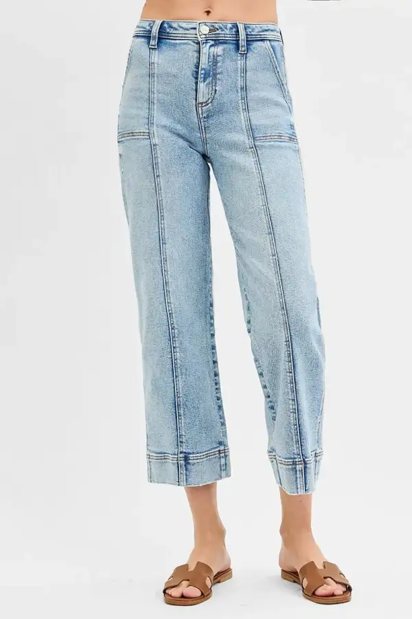 Everyday High Rise Front Seam Wide Leg Jeans
