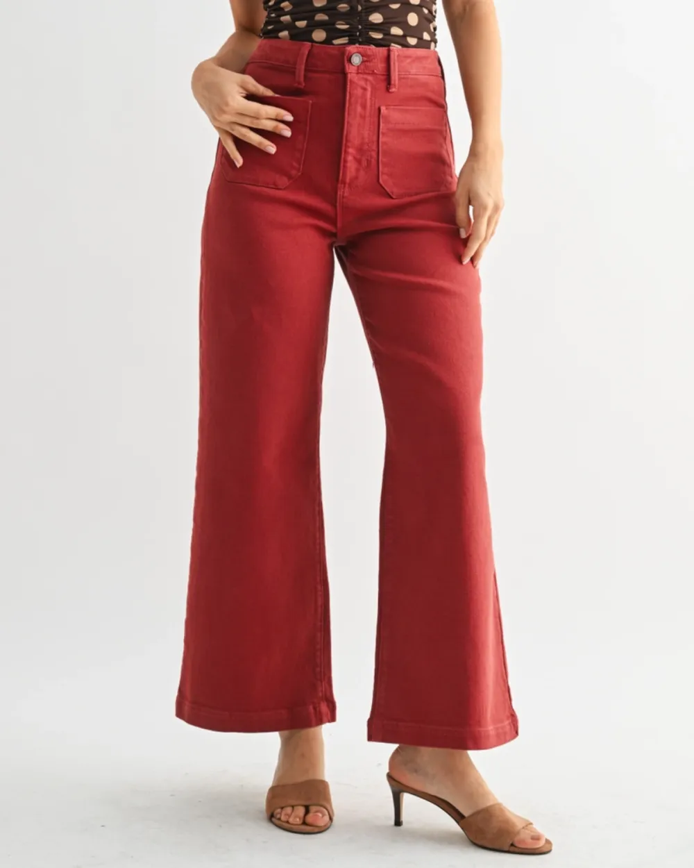 Patch Pocket Wide Leg Jeans