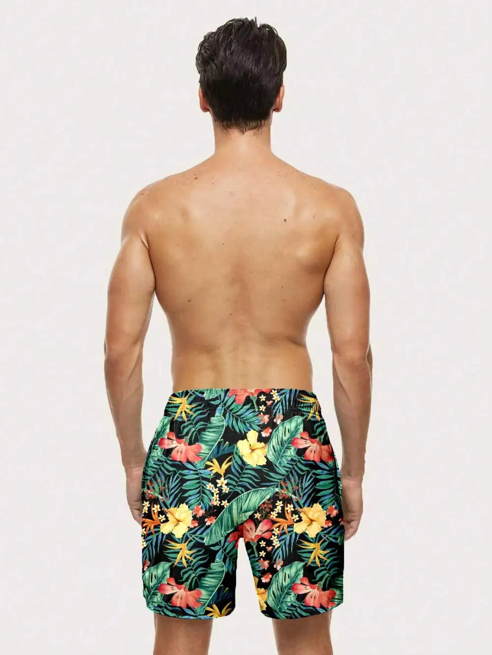 Men's Allover Flowers Print Swim Trunks