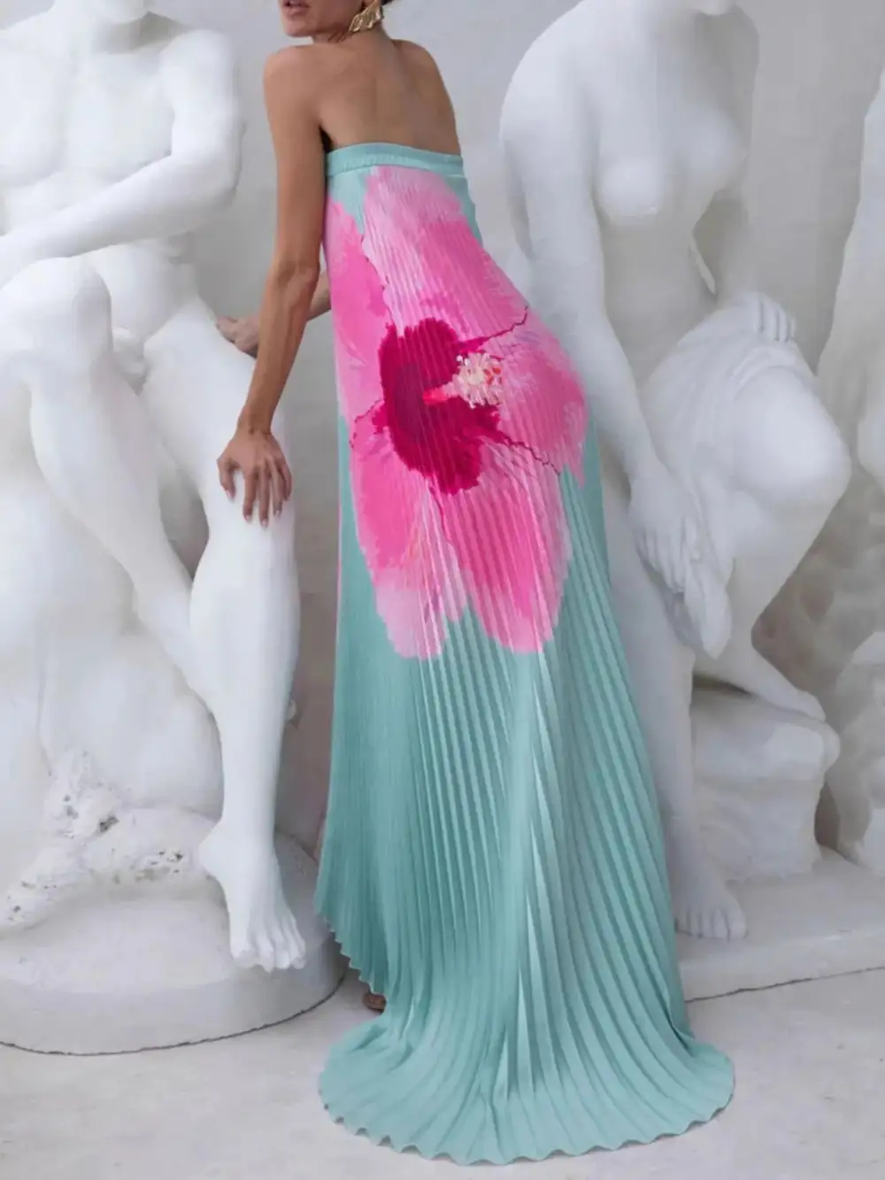 Printed Pleated Dress Casual