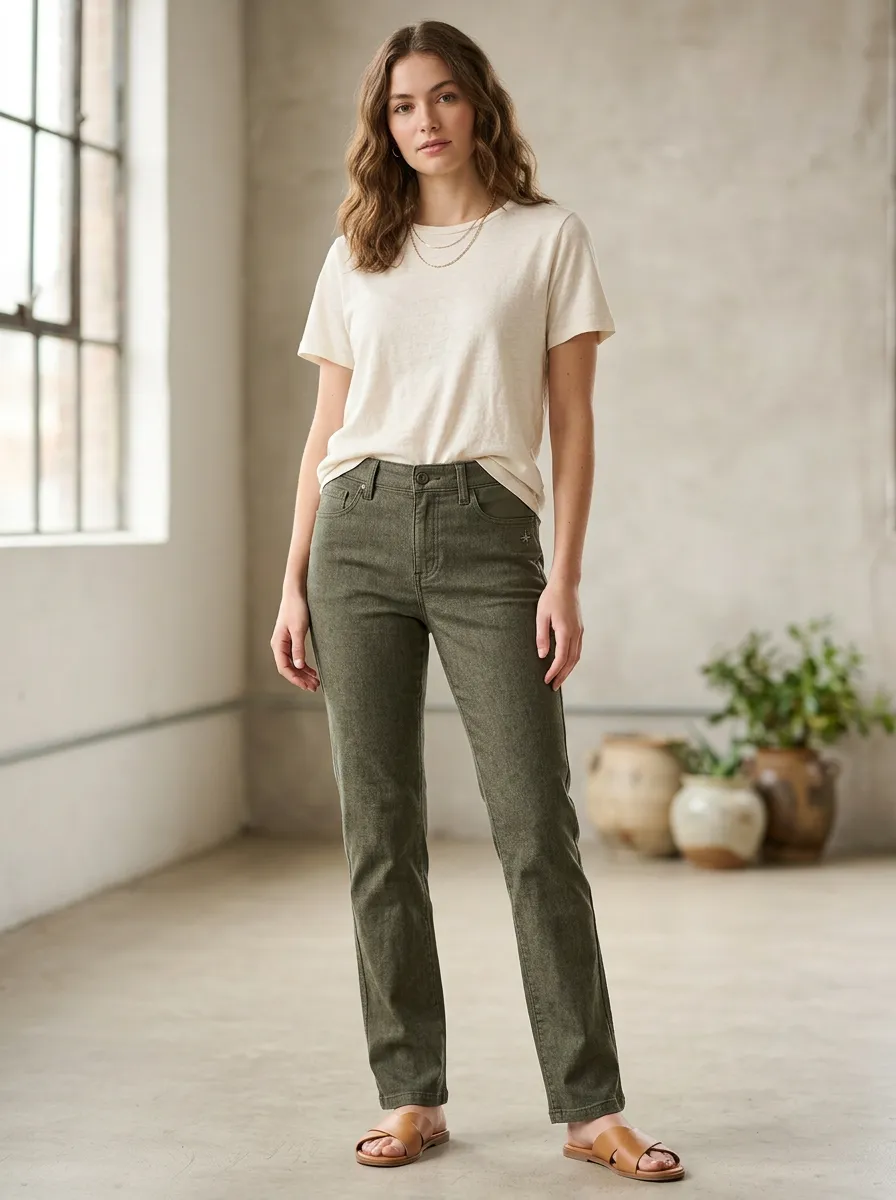 Women's Casual Olive Green Solid Color Printed Pants