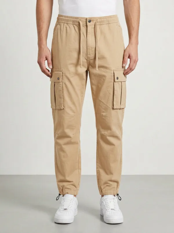 Drawstring Solid-Style Men's Cargo Pants