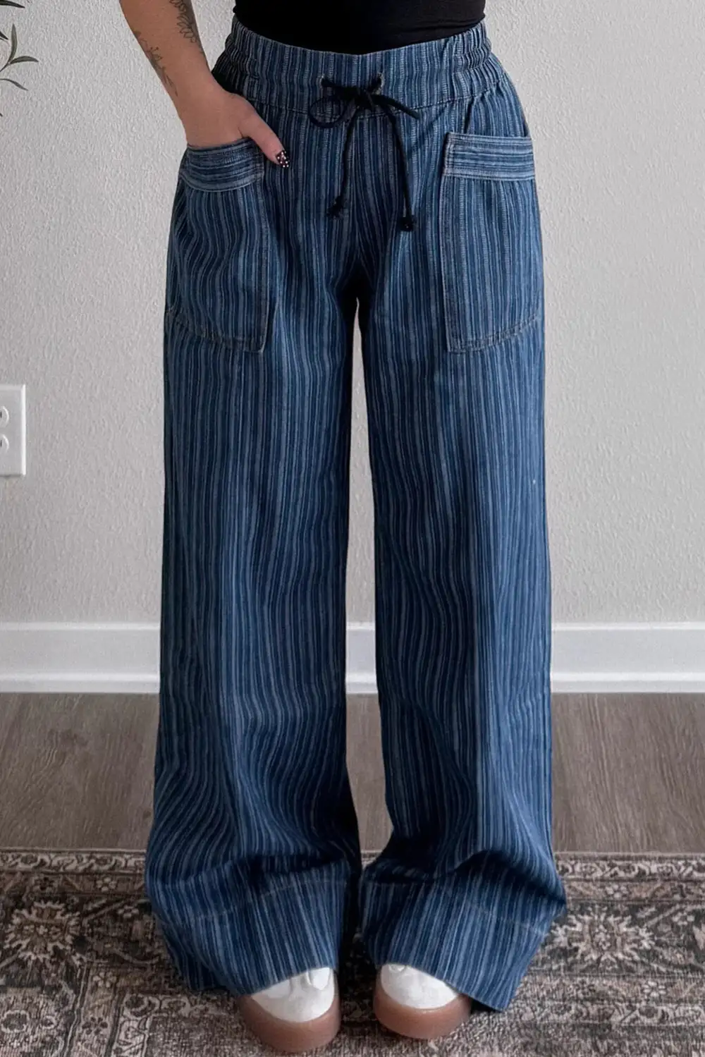 Loose Fit Drawstring Denim Jeans