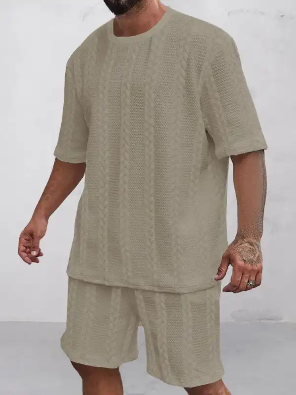 Casual Jacquard T-Shirt Shorts Set