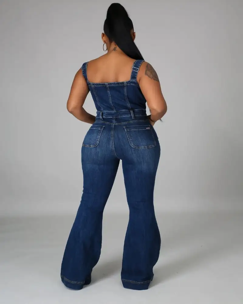 Denim Flared Jumpsuit