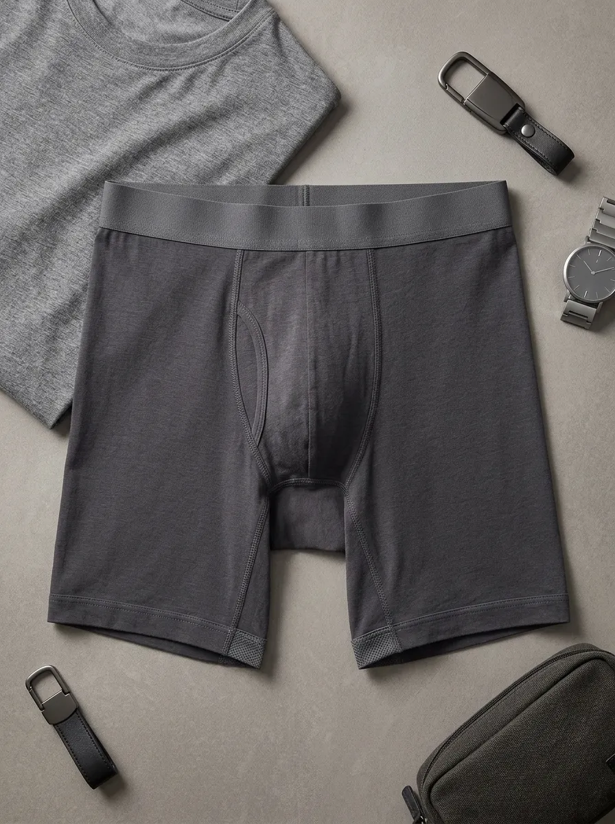 Men's Solid Charcoal Grey Custom Printed Boxer Briefs