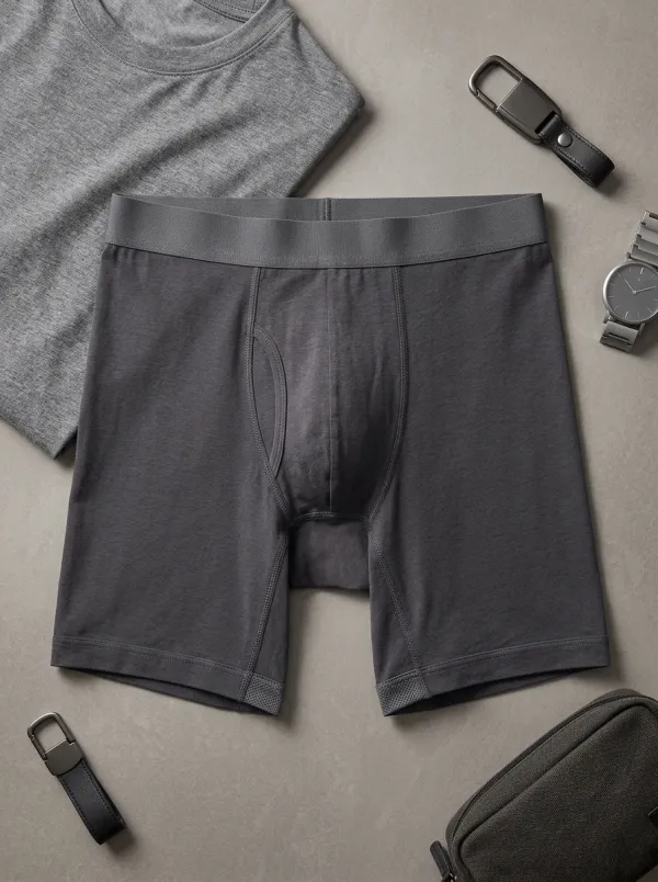 Men's Solid Charcoal Grey Custom Printed Boxer Briefs