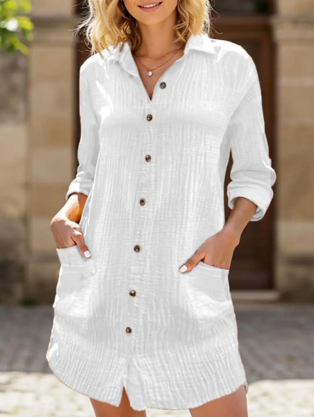 Loose Waist Top Shirt Dress