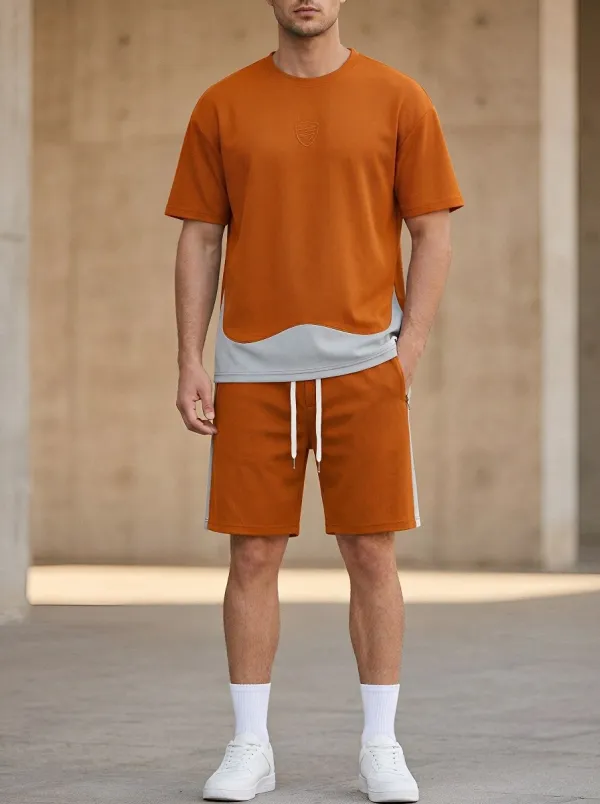 Classic Colorblock Detail Detail Men's T-Shirt And Shorts Set