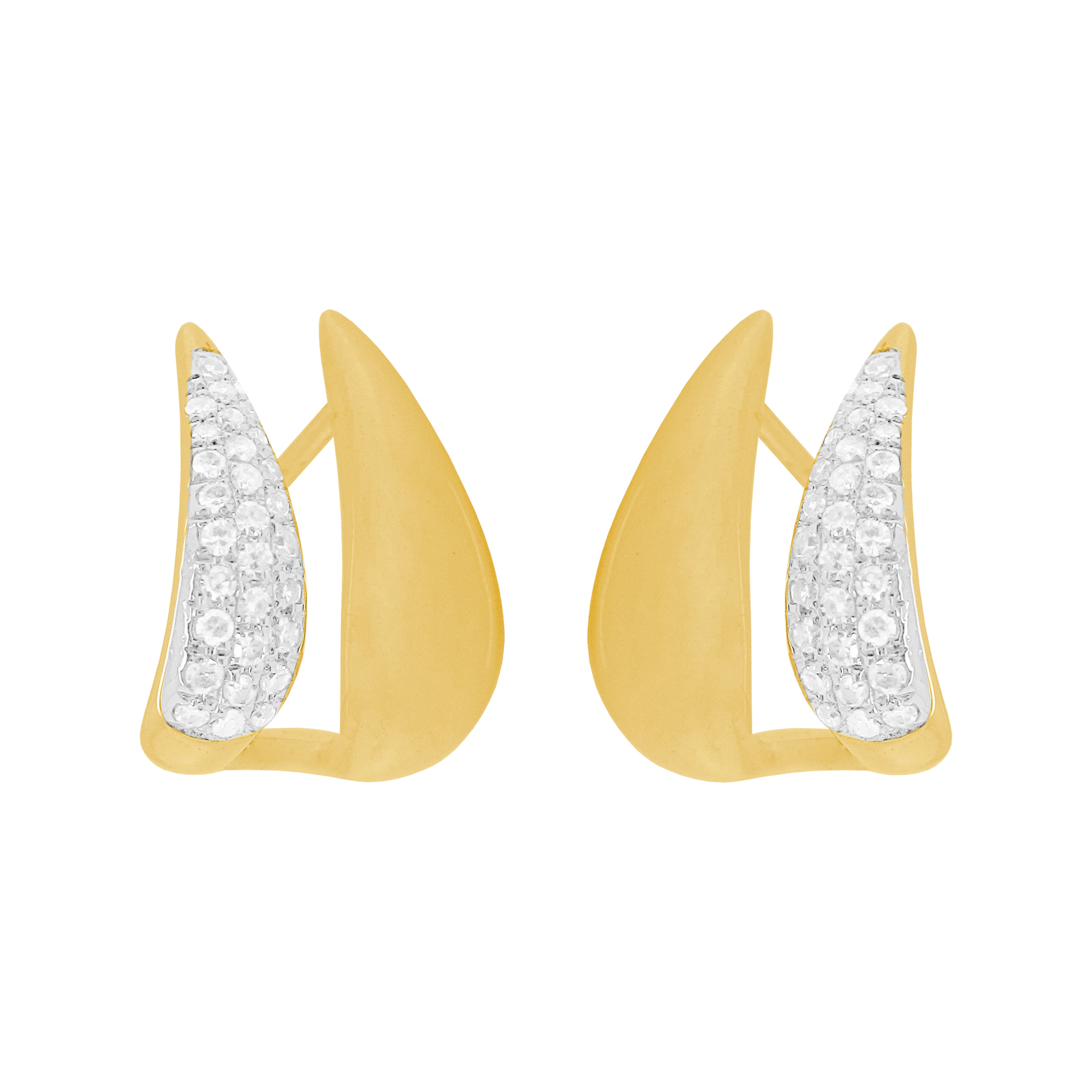 Curved Layered Gem Detail Earrings