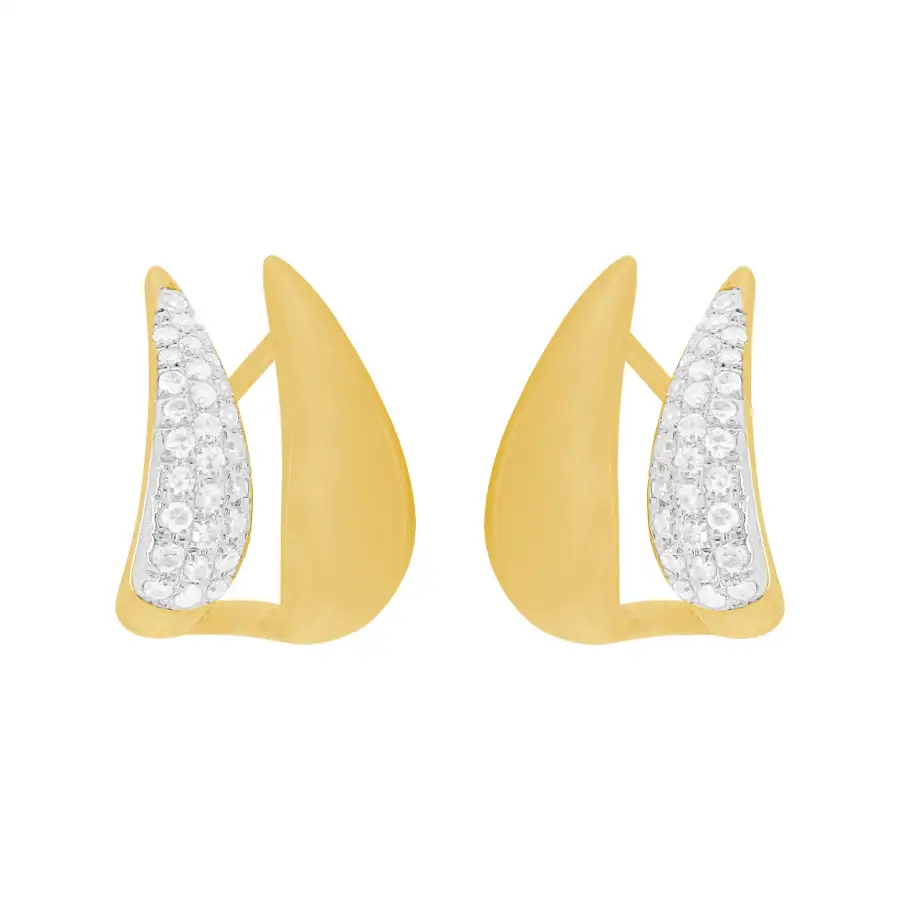 Curved Layered Gem Detail Earrings
