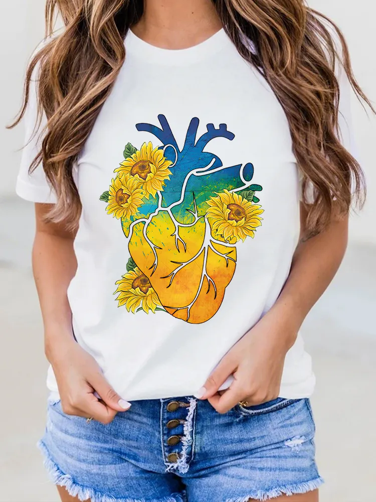 Women's Sunflower Heart Printed Tee