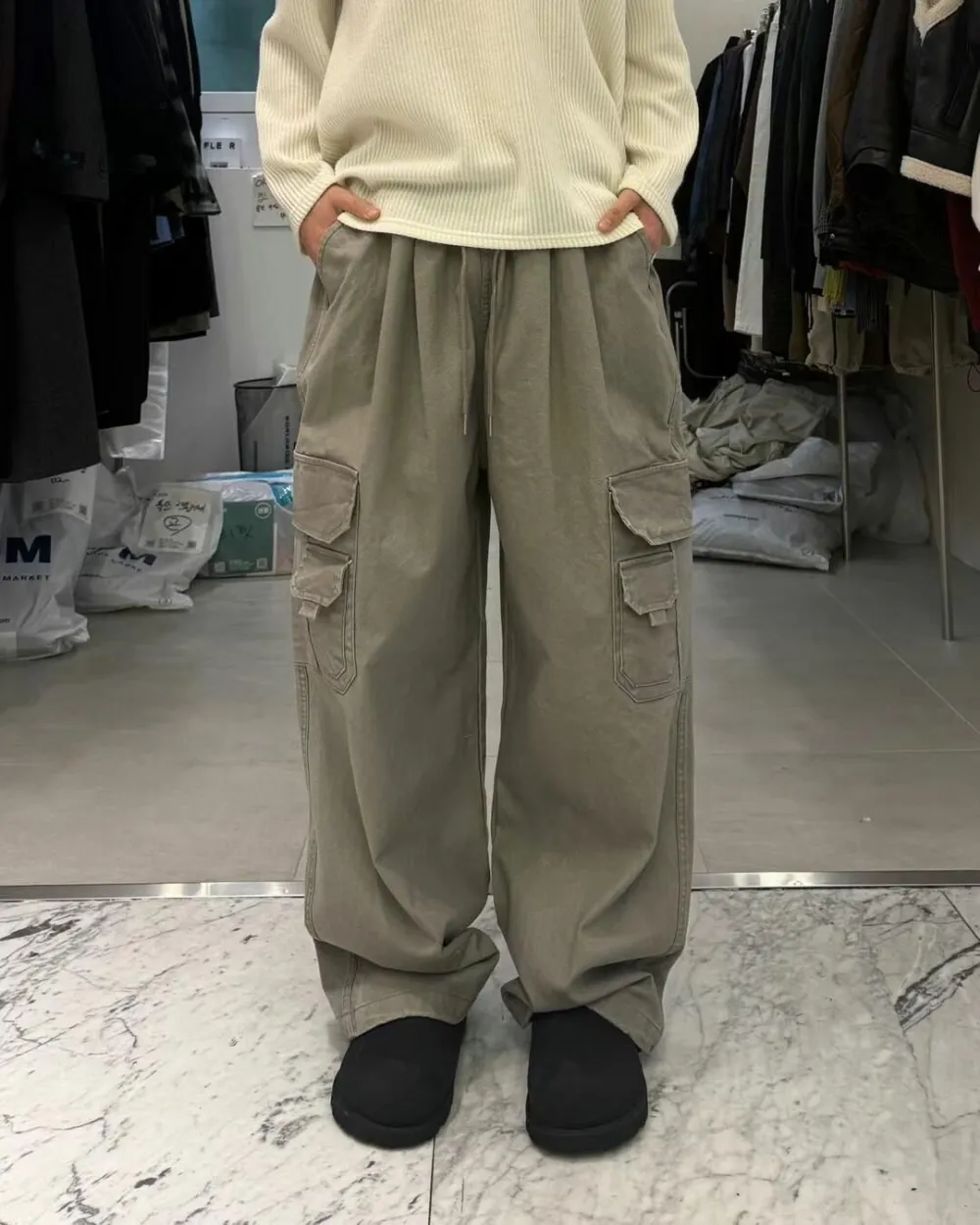 Modern Washed Cuffed Relaxed Cargo Pants