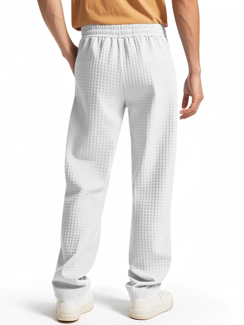 Men's Full Size Textured Drawstring Casual Pants Plus