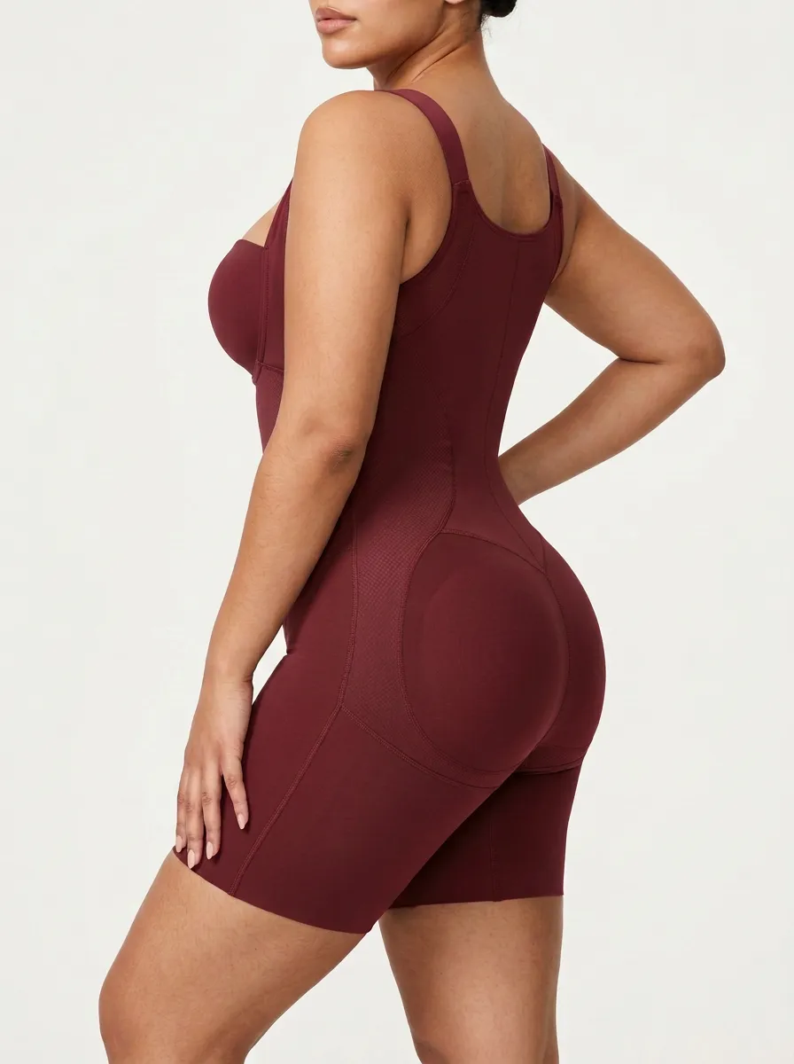 Women's Brown Tummy Control Butt Lifter Seamless Shapewear Bodysuit