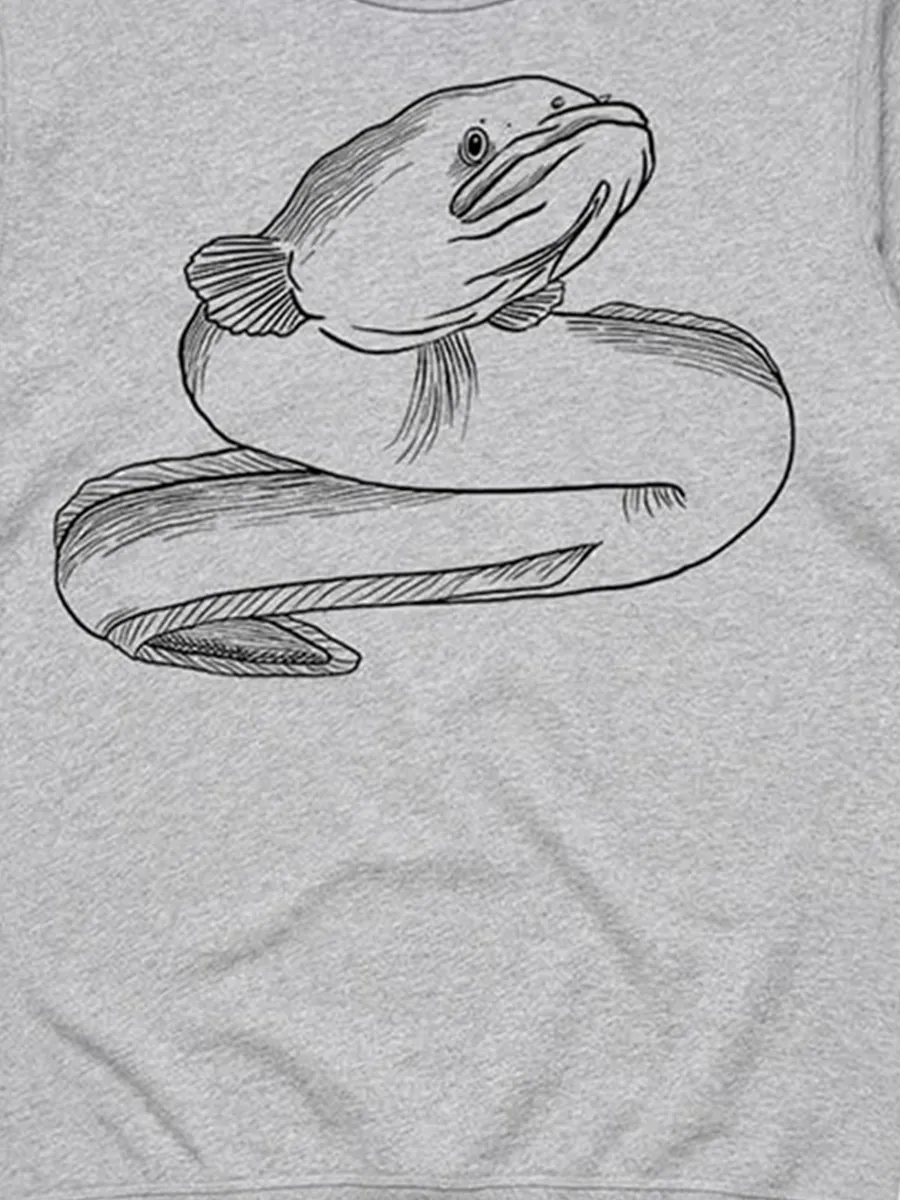 A versatile sports shirt with a simple long-fin eel animal pattern