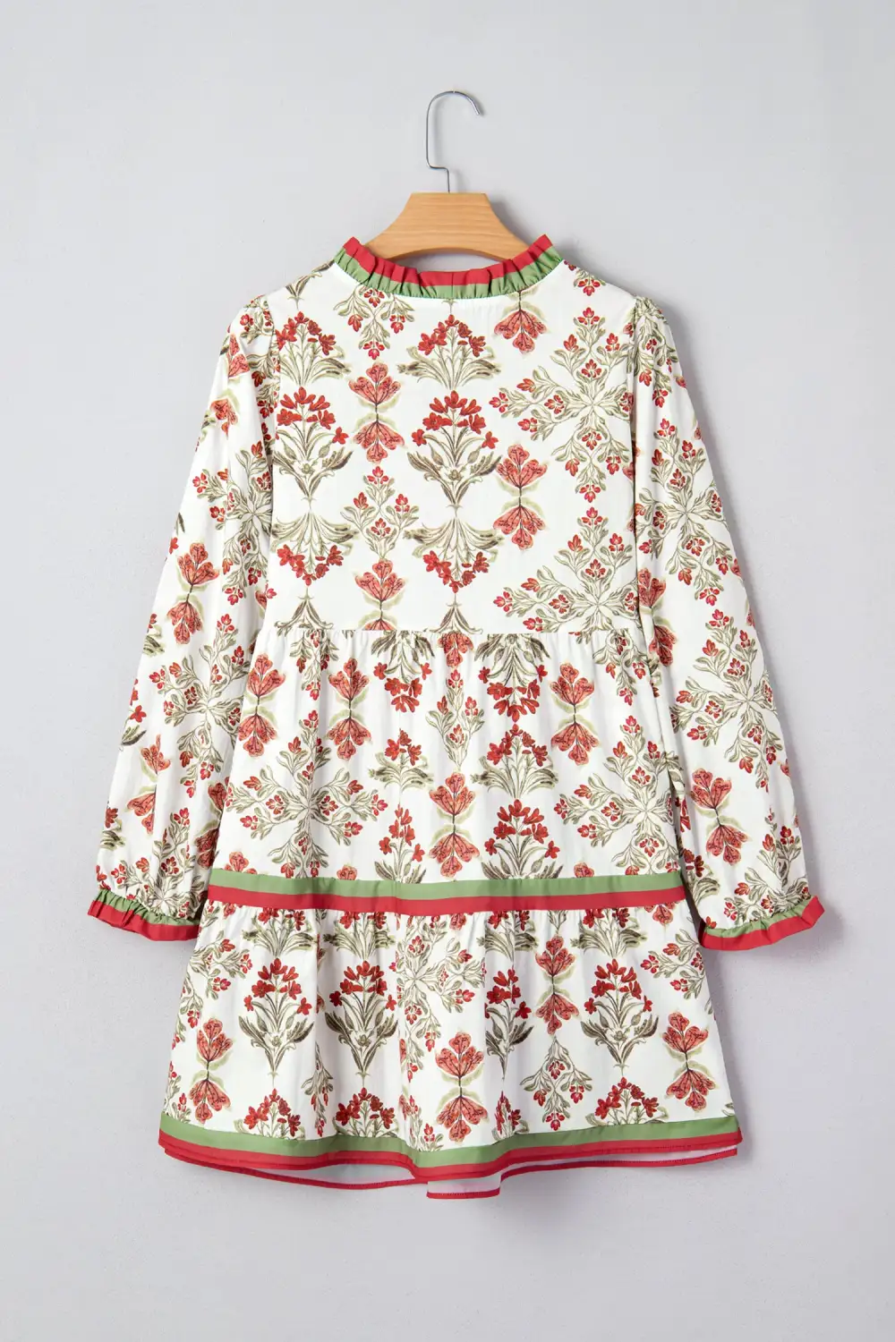 Textured Detail Floral Printed Ruffle Dress