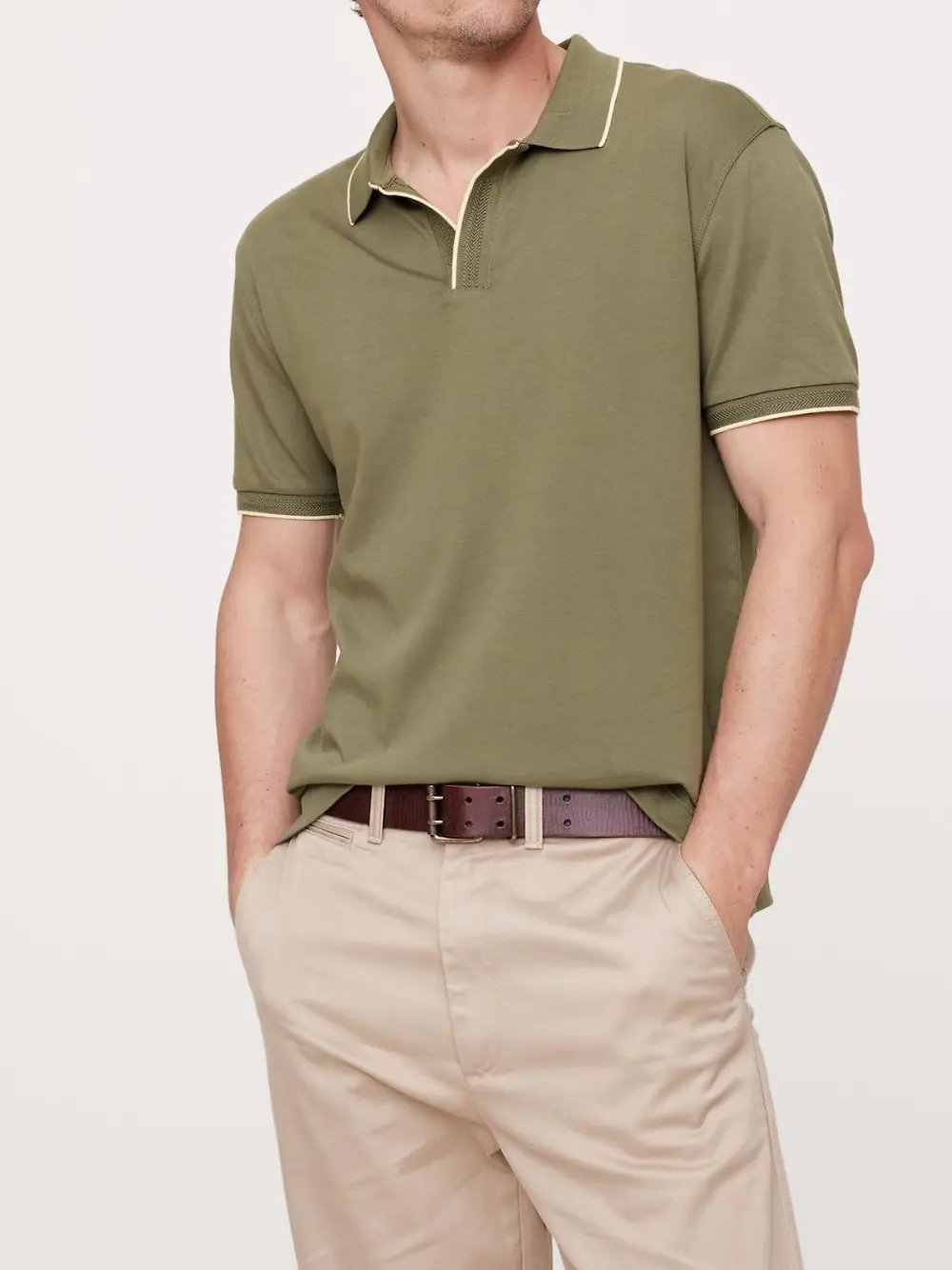Men's Cotton Dark Cypress Green Contrast Polo Shirt