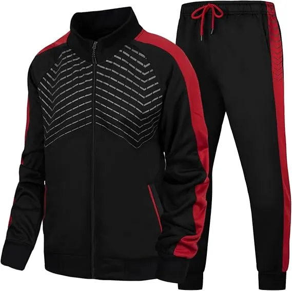 Leading The Better Life Men'S Sweat Suit 2 Piece Outfit Casual Contrast Sports Jogging Tracksuits Set