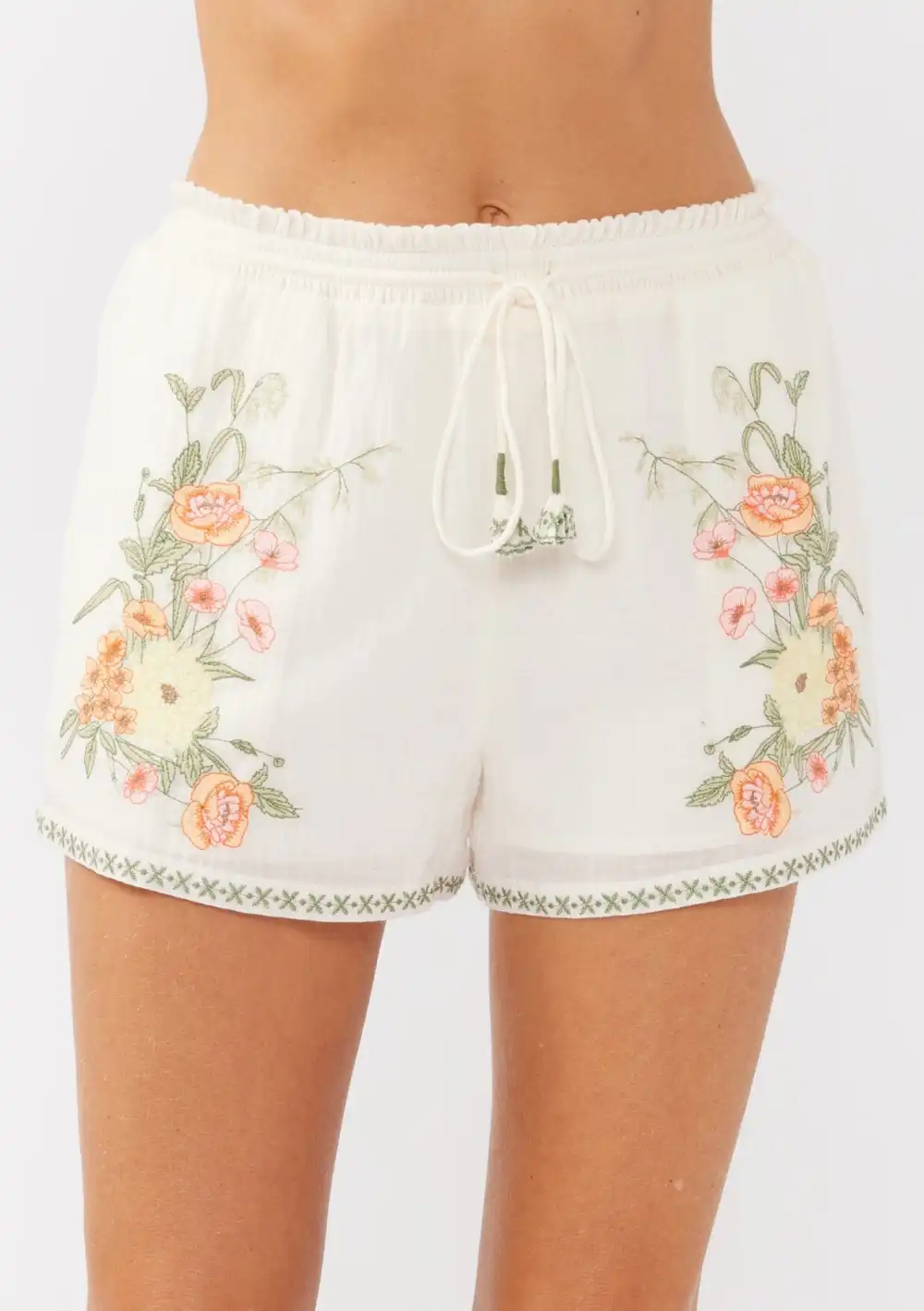 Embroidered Elasticated Waist Shorts