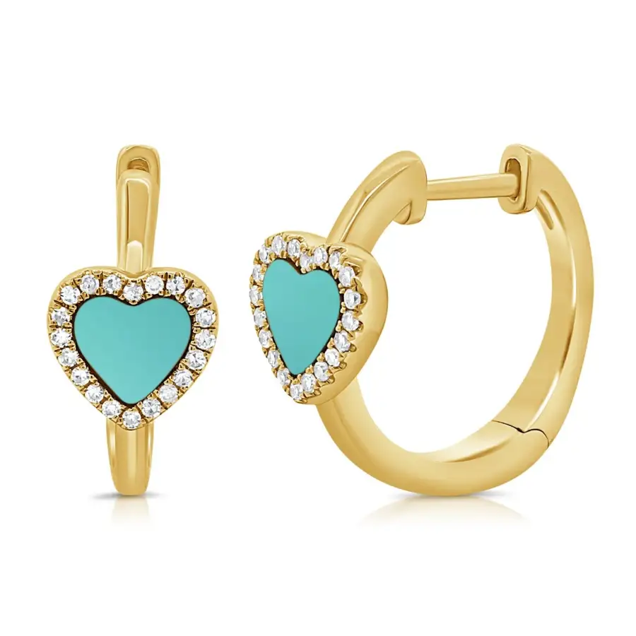 Modern Heart Gem Detail Huggie Earrings