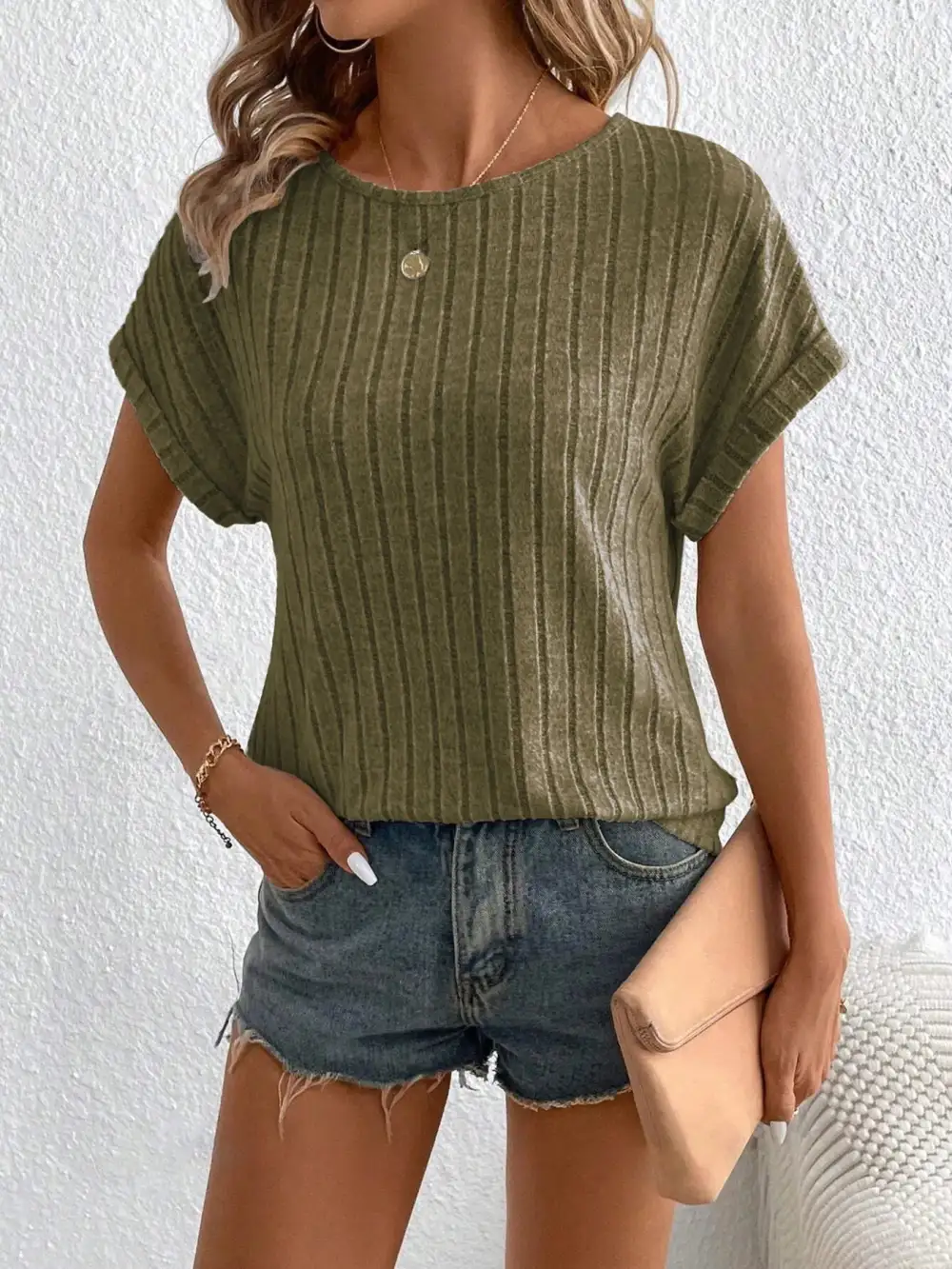 Short-Sleeve Ribbed T-Shirt