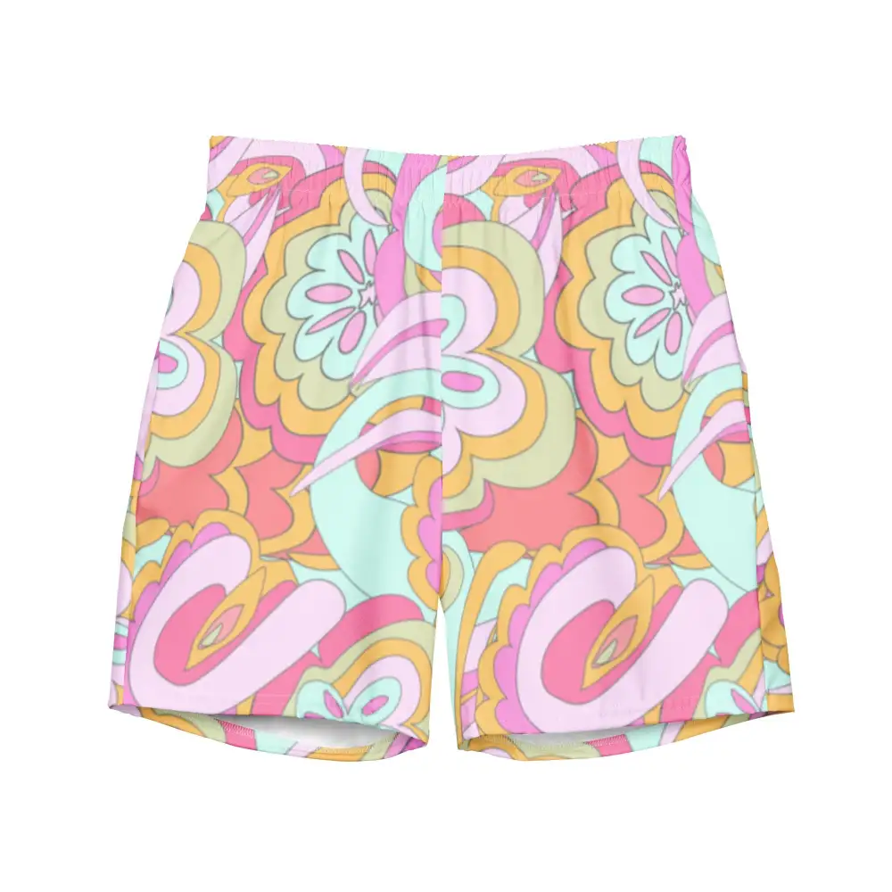 Breathable Abstract Print Swim Trunks