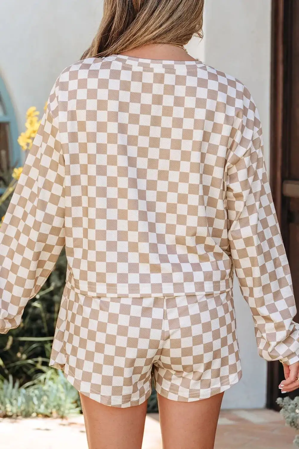 Long Sleeve Checkered Coordinated Set