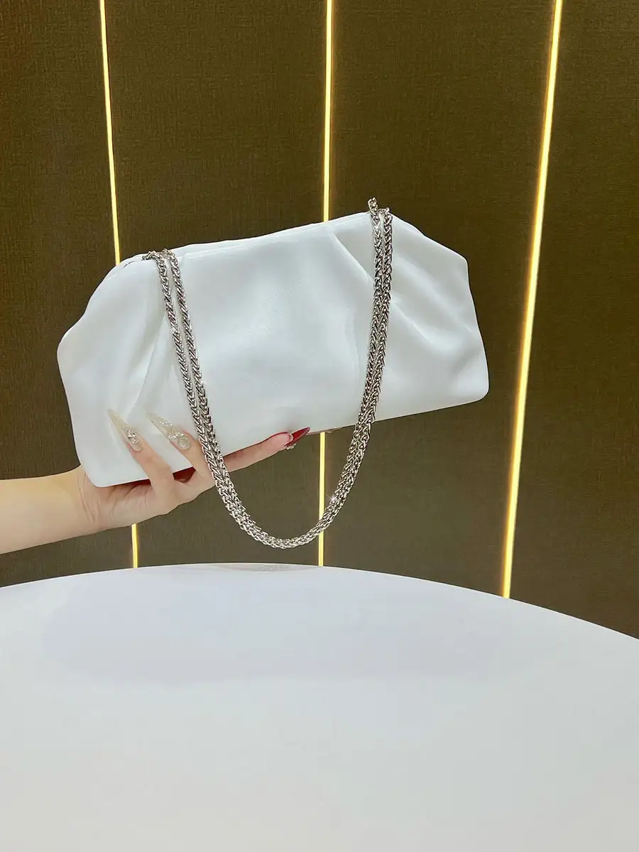 Pleated Chain Zip Shoulder Bag