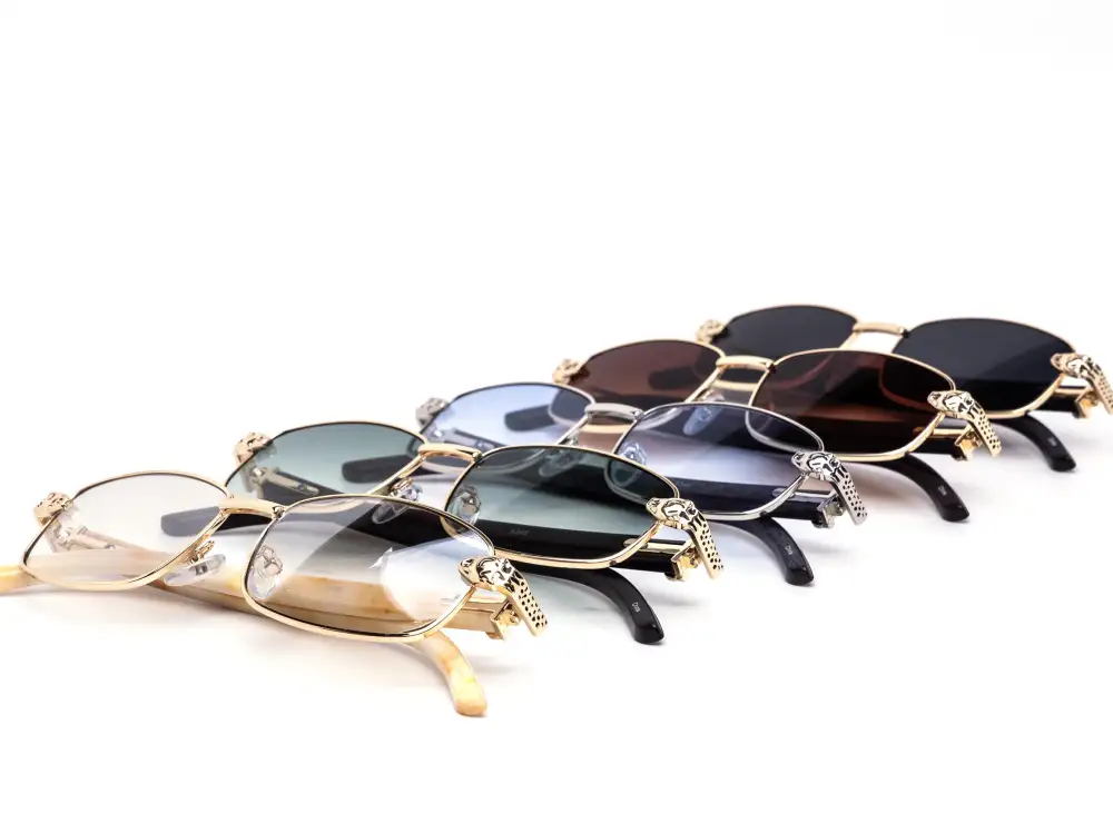 12-Pack Luxury Metal Rectangle Wood Accent Sunglasses