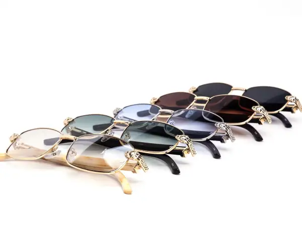 12-Pack Luxury Metal Rectangle Wood Accent Sunglasses