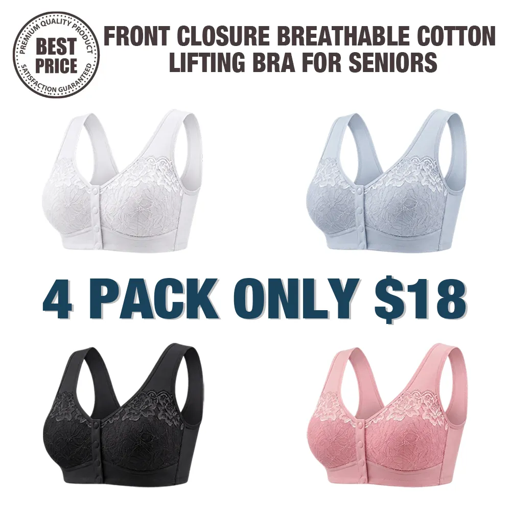 🔥Last Day💥Front Closure Breathable Cotton Lifting Bra for Seniors🔥8-Pack Only $24
