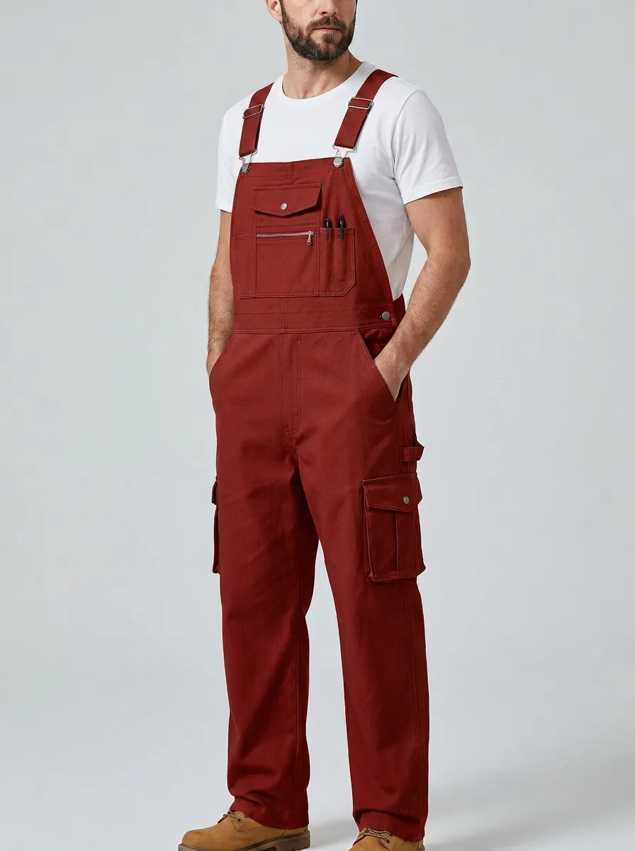 Men's Weekend Multi-Pocket Cargo Bib Work Overalls