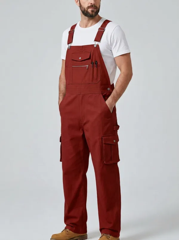Men's Weekend Multi-Pocket Cargo Bib Work Overalls
