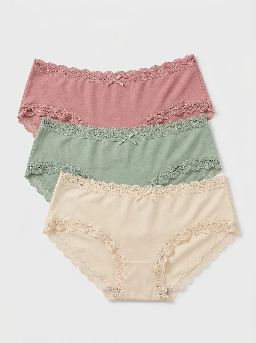Lace-Trim Women's Three-Piece Panty Set