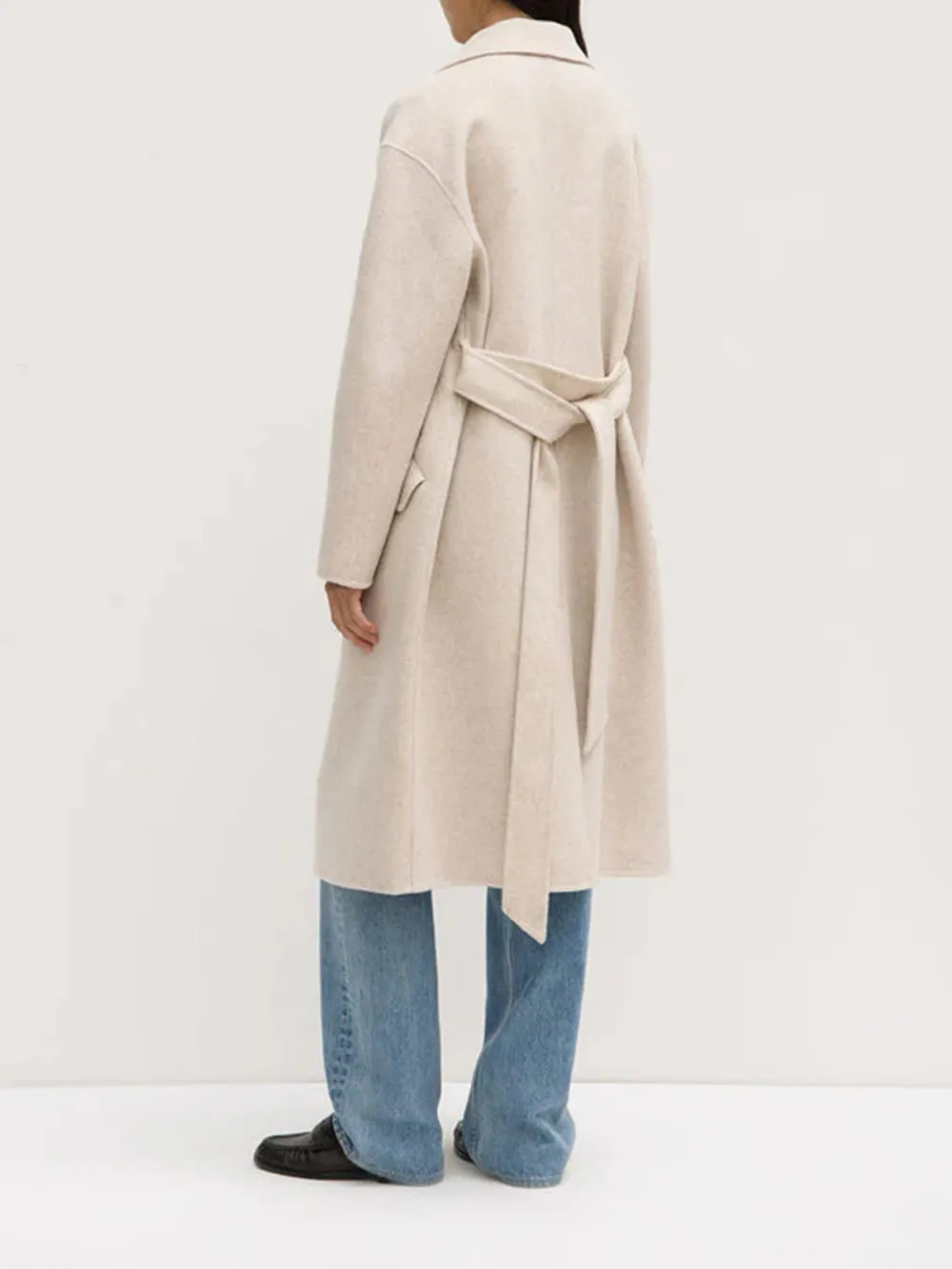 Casual Style Single Wool Coat Oat Marle