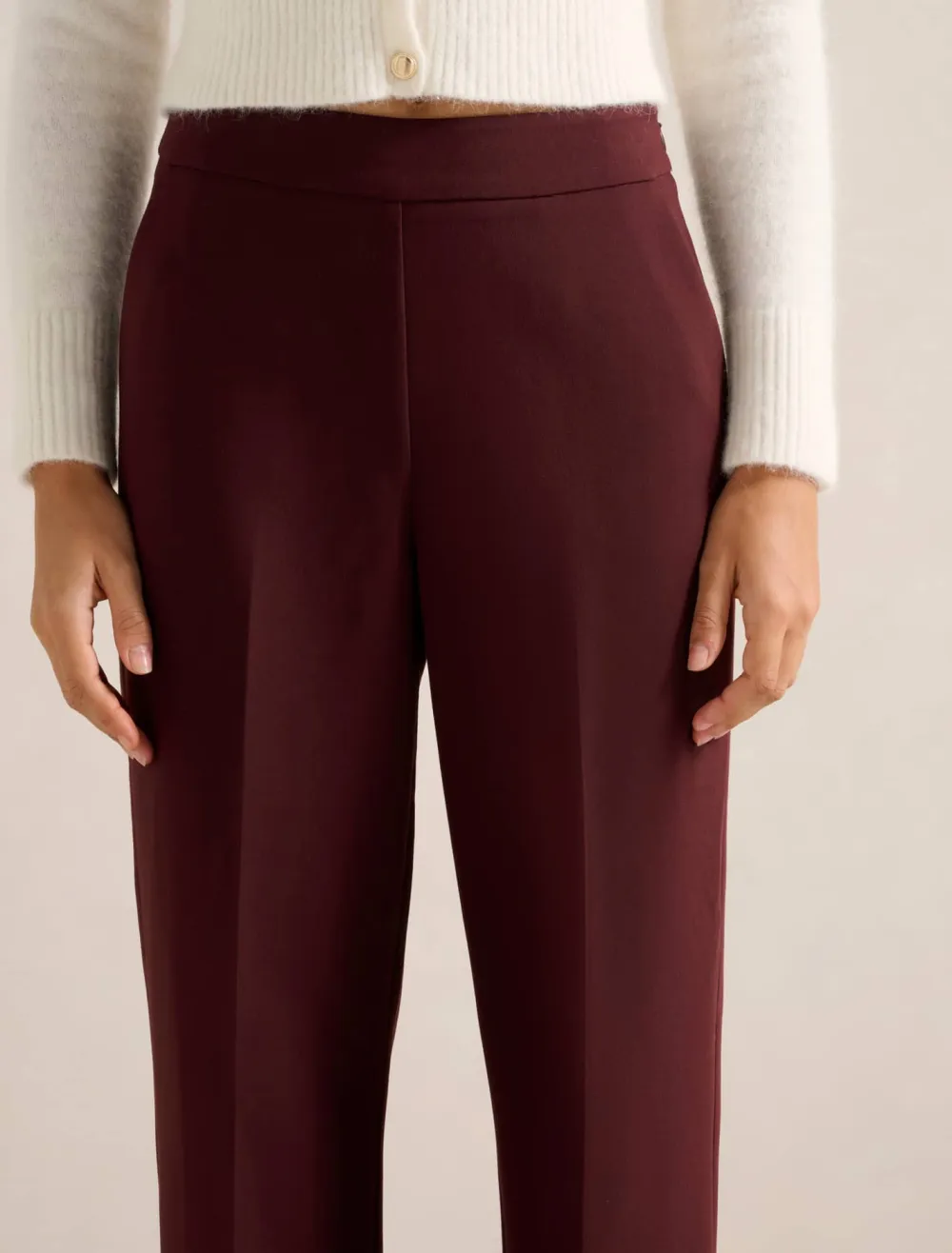 Burgundy Wide Leg Trousers